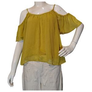 Solemio Mustard Off Shoulder Cold Shoulder Blouse Size S